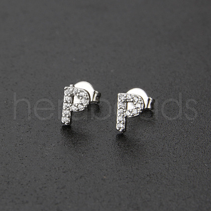 Brass Micro Pave Clear Cubic Zirconia Stud Earrings FS-WGC2F12-16-1