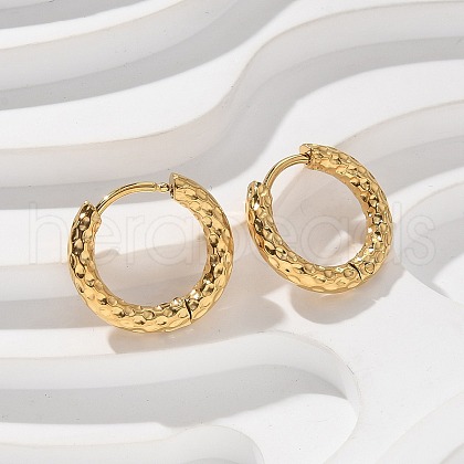 Ion Plating(IP) 304 Stainless Steel Grooved Hoop Earrings EJEW-M218-01A-G-1
