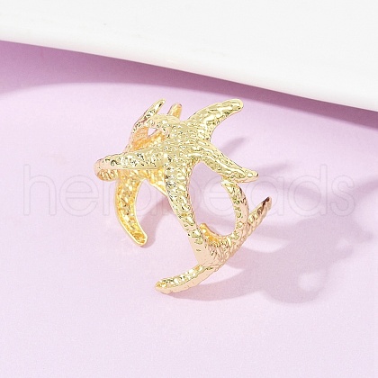 Ocean Theme Brass Cuff Rings RJEW-C135-01G-02-1