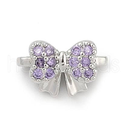 Brass Micro Pave Cubic Zirconia Slide Charms KK-G526-01P-1