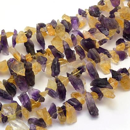 Rough Raw Natural Citrine and Amethyst Beads Strands G-K202-24-1