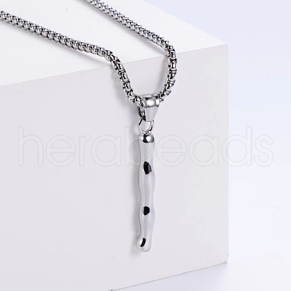 3Pcs Stainless Steel Textured Letter Pendant Box Chain Necklaces LW4134-35-1