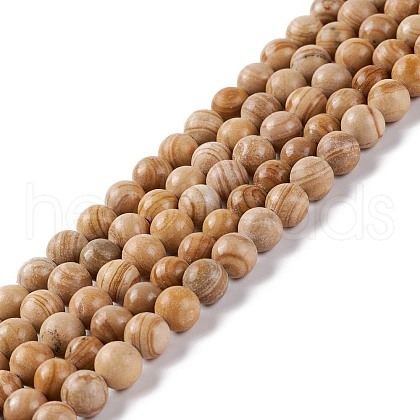 Natural Silver Line Jasper Beads Strands G-P451-02B-C-1