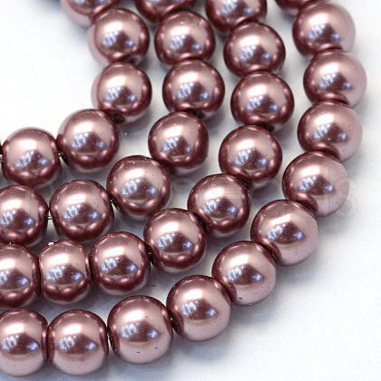 Baking Painted Pearlized Glass Pearl Round Bead Strands HY-Q330-8mm-58-1