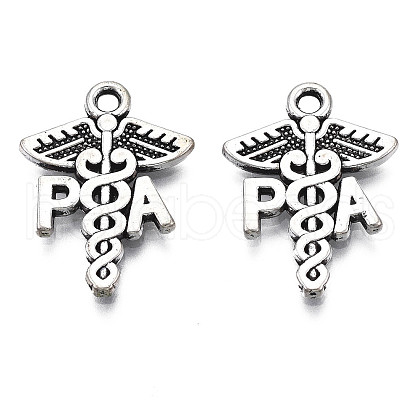 Tibetan Style Alloy PA Caduceus Medical Symbol Pendants TIBEP-N008-135-1