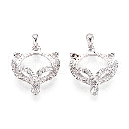925 Sterling Silver Micro Pave Clear Cubic Zirconia Pendant Cabochon Settings STER-N016-45P-1