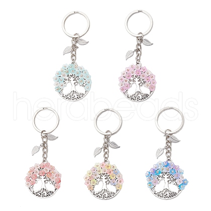 Flat Round with Tree of Life Alloy Keychains KEYC-MZ00039-1