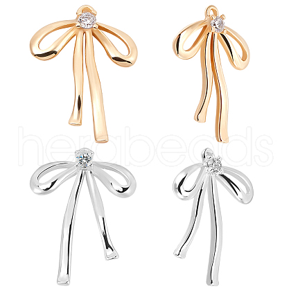 Beebeecraft 6Pairs 2 Colors Brass Micro Pave Clear Cubic Zirconia Pendants KK-BBC0014-44-1