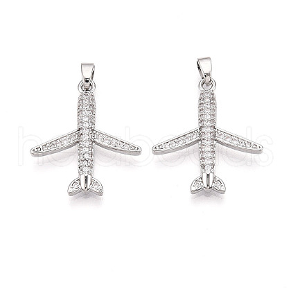 Brass Micro Pave Cubic Zirconia Pendants KK-T070-83P-1