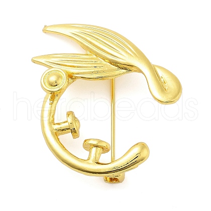 Whale Tail Zinc Alloy Brooches for Backpack Clothes JEWB-S029-01G-1