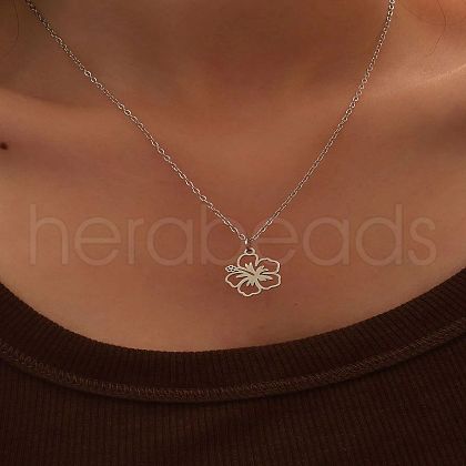 Flower Hollow Out Alloy Pendant Necklaces for Women FS-WGC7523-02-1
