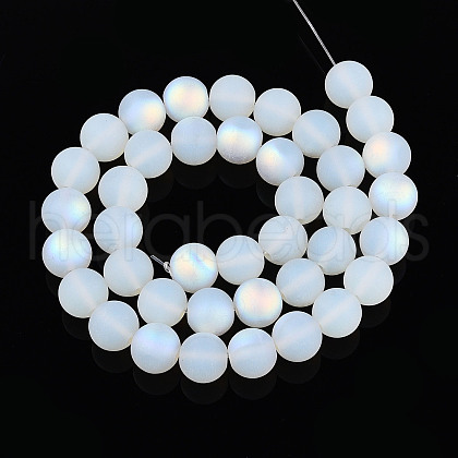 Frosted Imitation Jade Glass Beads Strands GLAA-T032-J10mm-MBB02-1