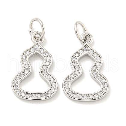 Rack Plating Brass Micro Pave Clear Cubic Zirconia Pendants KK-B093-09P-1
