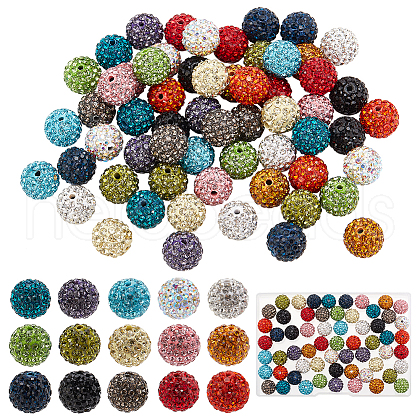   60Pcs 15 Colors Polymer Clay Rhinestone Beads RB-PH0001-30-1