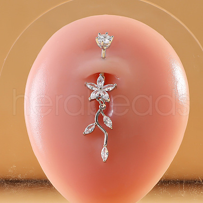 316L Surgical Stainless Steel Micro Pave Clear Cubic Zirconia Belly Rings FS-WG9E32A-06-1