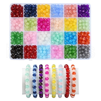 600Pcs 24 Colors Baking Painted Imitation Jade Glass Bead Strands DGLA-YW0001-29-1