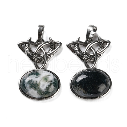 Natural Moss Agate Pendants G-F777-02AS-10-1