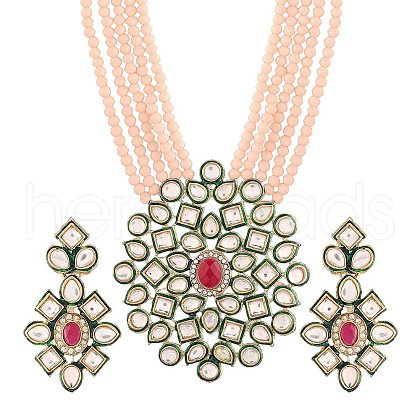 Bohemian Style Multi-Layer Alloy Imitation Agate and Glass Jewelry Set FS-WGE22E9-06-1