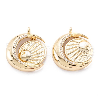 Brass Micro Pave Clear Cubic Zirconia Beads Pendant Long-Lasting Plated ZIRC-M114-04G-1