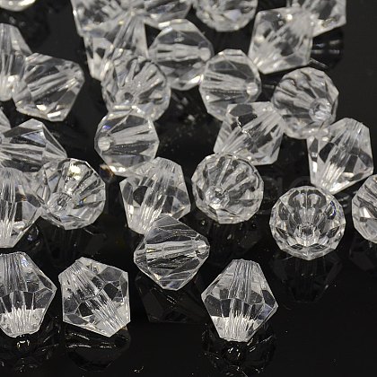 Faceted Bicone Transparent Acrylic Beads DBB18MM01-1