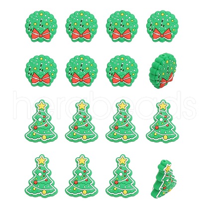 CHGCRAFT 16pcs 2 Styles Food Grade Eco-Friendly Silicone Beads SIL-CA0001-71-1