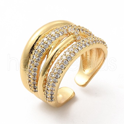 Clear Cubic Zirconia Thick Open Cuff Ring KK-A180-56G-1
