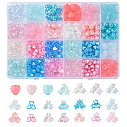 Acrylic Bead Flowers/Stars/Hearts OACR-FS0001-68-1