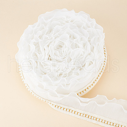 DELORIGIN  5 Yards Polyester Wave Edge Lace Trim OCOR-DR0001-02-1