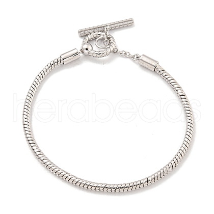 3MM Brass European Style Round Snake Chain Bracelets for Jewelry Making BJEW-G703-03P-1