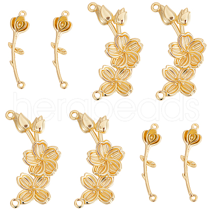 Beebeecraft 8Pcs 2 Styles  Brass Connector Charms KK-BBC0015-39-1