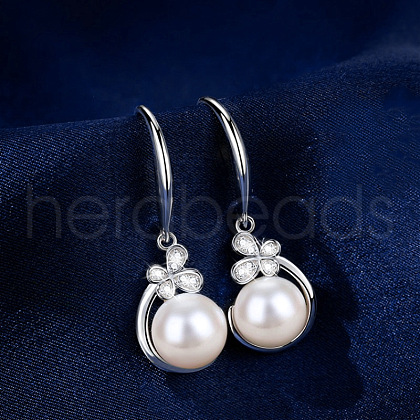 Alloy Plastic Pearl Dangle Earrings WG4C35F-02-1