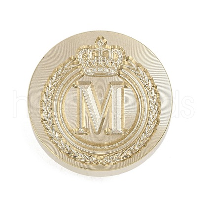 Golden Tone Crown Initial Wax Seal Brass Stamp Heads AJEW-A065-01M-1
