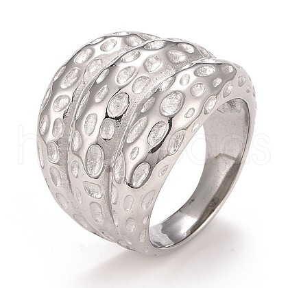 Non-Tarnish 304 Stainless Steel Textured Chunky Finger Ring for Men Women RJEW-B040-08P-1
