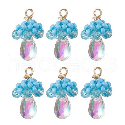 Glass Seed Beaded Jellyfish Pendants PALLOY-MZ00706-01-1