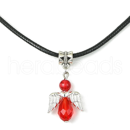 Angel Shape Alloy with Glass Pendant Necklaces NJEW-JN04560-05-1