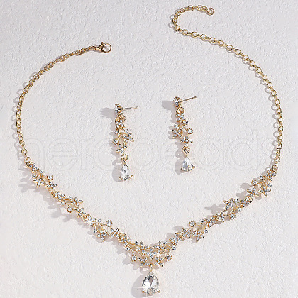 Alloy Rhinestone Stud Earrings & Necklaces Sets for Women FS-WGD2CB4-04-1