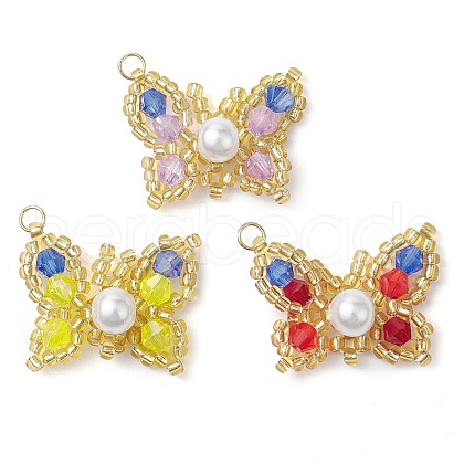 Seed Beads Beaded Charms PALLOY-MZ00345-1