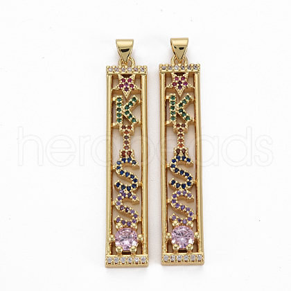 Brass Micro Pave Cubic Zirconia Pendants ZIRC-Q200-033-NF-1