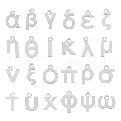   48Pcs 24 Letters 304 Stainless Steel Charms STAS-PH0001-30-1