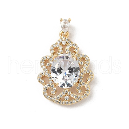 Brass Micro Pave Cubic Zirconia Pendants KK-S531-07G-C-1