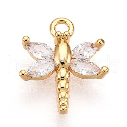 Brass Micro Pave Cubic Zirconia Charms KK-N261-10G-1