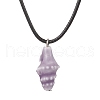 Handmade Porcelain Shell Shaped Pendant Black Waxed Cotton Cord Necklaces NJEW-JN05271-4