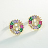 Brass Colorful Cubic Zirconia Stud Earrings WG39B88-08-1