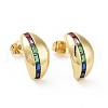 Colorful Cubic Zirconia Teardrop Stud Earrings EJEW-C008-29G-1