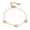 304 Stainless Steel Flower Link Chain Bracelets for Women BJEW-K237-11G-1
