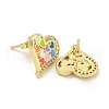 Heart Real 18K Gold Plated Brass Stud Earrings EJEW-L269-106G-02-2