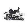 Word Life Is Better with Coffee Cat and Books Enamel Pin JEWB-H008-10EB-1