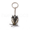 Owl Natural & Synthetic Gemstone Pendant Keychain KEYC-G056-01AS-3