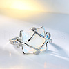 Brass & Opalite Finger Rings FS-WG78CCB-03-4