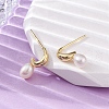 Teardrop Brass Natural Pearl Dangle Stud Earrings EJEW-Q043-02G-3
